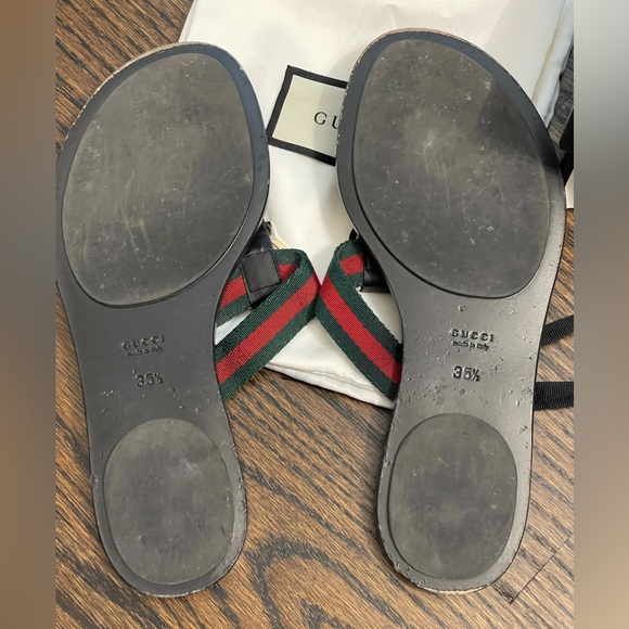Gucci GG Interlocking Nylon Lifford Flat Thong Sandal size 35 1/5 Nero pre owned - Picture 4 of 5